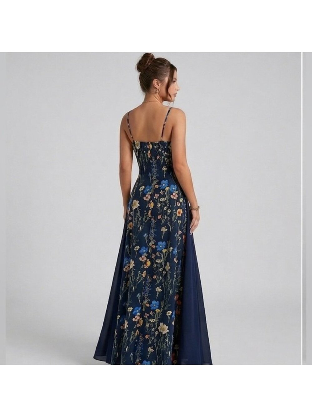 Midnight Navy Floral Print Maxi Dress - Picture 4 of 10